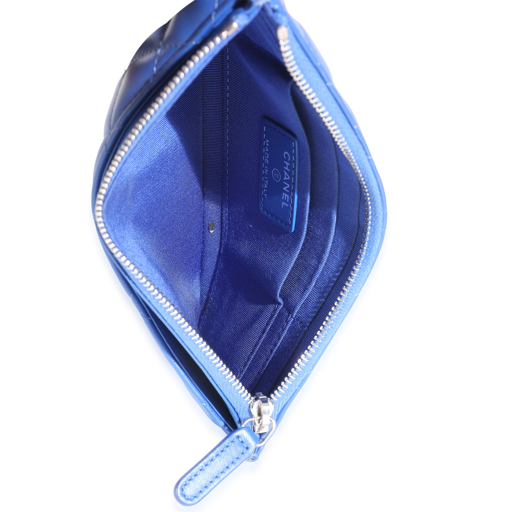 Chanel Navy Quilted Lambskin Classic Zip Pouch - Picture 6 of 8